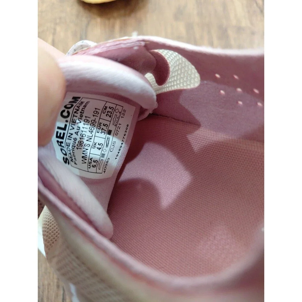 Sorel Shoes Womens 6.5 Kinetic Float Lace Up Sneakers White Pink